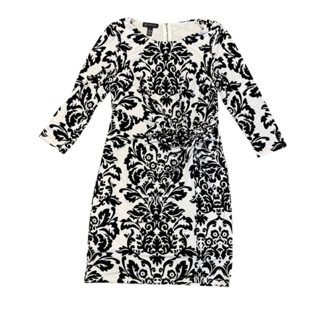 INC International Concepts Monochrome Floral Long Sleeve Dress